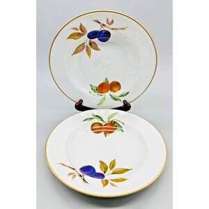 Royal Worcester Evesham Gold Flat Rim Soup Bowl‎ England 9 inch 118878 Fruit